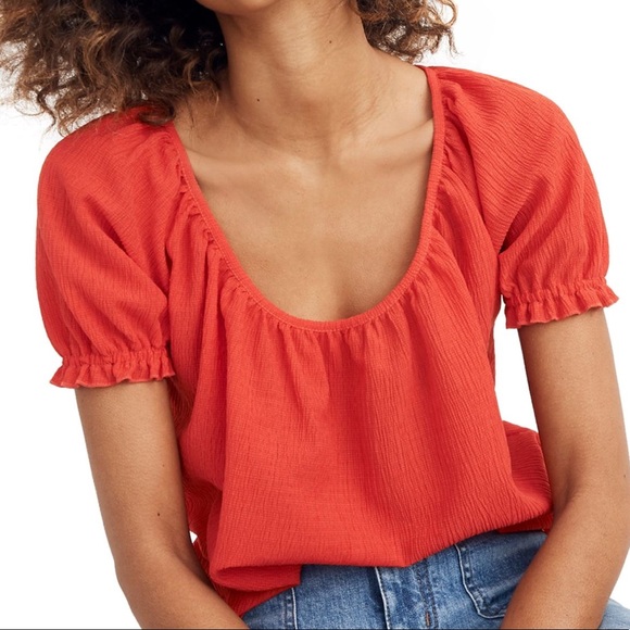 Madewell Tops - Madewell Texture & Thread Peasant Top in Red Womens Size S